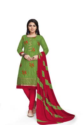 Green embroidered cotton silk salwar 2