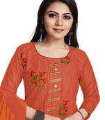 Peach embroidered cotton silk salwar