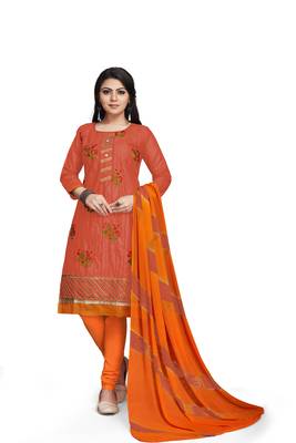 Peach embroidered cotton silk salwar 2