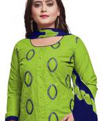 Parrot-green embroidered cotton silk salwar