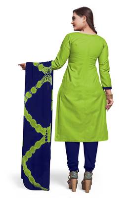 Parrot-green embroidered cotton silk salwar 4