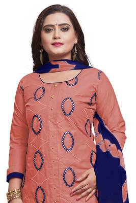 Light-pink embroidered cotton silk salwar 1