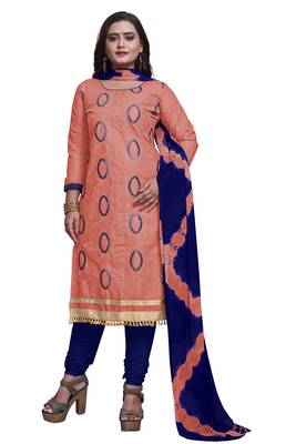 Light-pink embroidered cotton silk salwar 2