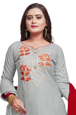 Grey embroidered cotton silk salwar 1