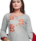 Grey embroidered cotton silk salwar