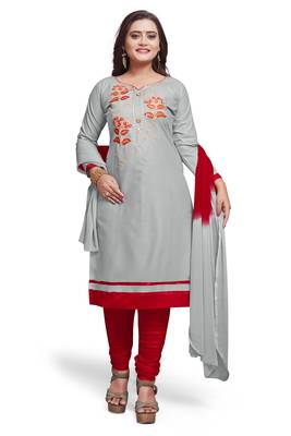 Grey embroidered cotton silk salwar 2