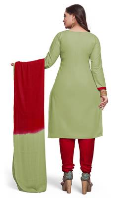 Light-parrot-green embroidered cotton silk salwar 4