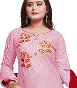 Light-pink embroidered cotton silk salwar