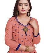 Peach embroidered cotton silk salwar