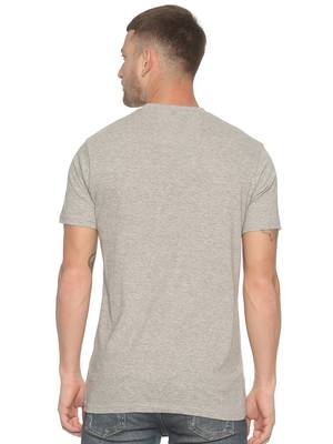 Grey Printed Cotton Knitted Stretch Men Tshirts 2