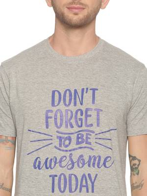 Grey Printed Cotton Knitted Stretch Men Tshirts 5