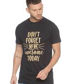 Black Printed Cotton Knitted Stretch Men Tshirts