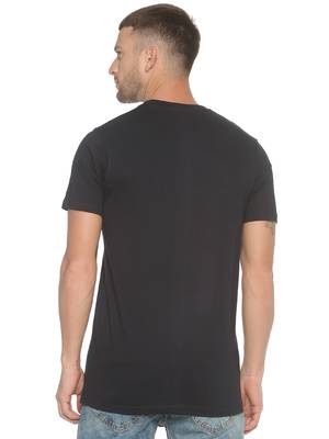 Black Printed Cotton Knitted Stretch Men Tshirts 2