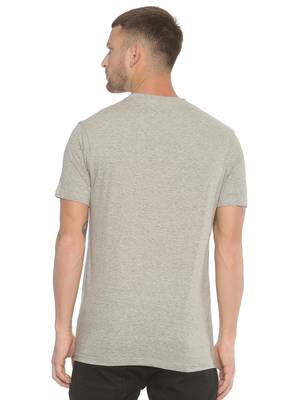 Grey Printed Cotton Knitted Stretch Men Tshirts 2