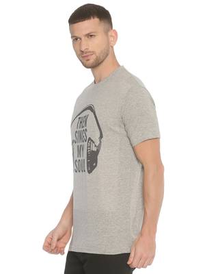 Grey Printed Cotton Knitted Stretch Men Tshirts 3