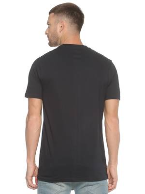 Black Printed Cotton Knitted Stretch Men Tshirts 2