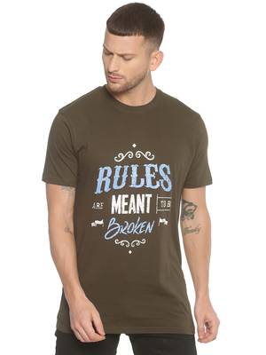 Green Printed Cotton Knitted Stretch Men Tshirts 1