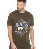 Green Printed Cotton Knitted Stretch Men Tshirts