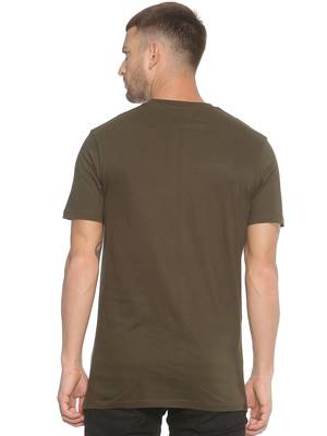 Green Printed Cotton Knitted Stretch Men Tshirts 2