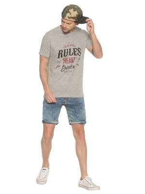 Grey Printed Cotton Knitted Stretch Men Tshirts 4