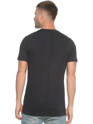 Black Printed Cotton Knitted Stretch Men Tshirts 2
