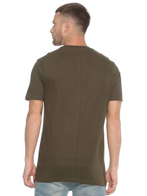 Green Printed Cotton Knitted Stretch Men Tshirts 2