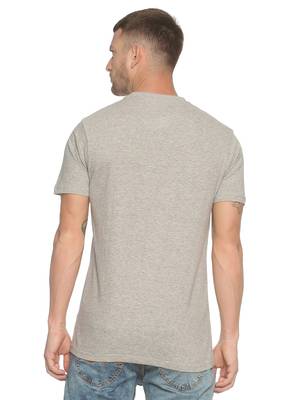 Grey Printed Cotton Knitted Stretch Men Tshirts 2