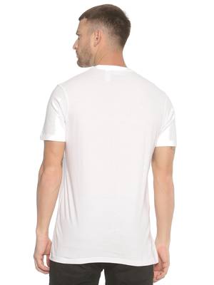 White Printed Cotton Knitted Stretch Men Tshirts 2