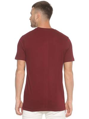 Maroon Printed Cotton Knitted Stretch Men Tshirts 2