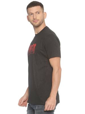 Black Printed Cotton Knitted Stretch Men Tshirts 3