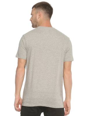 Grey Printed Cotton Knitted Stretch Men Tshirts 2