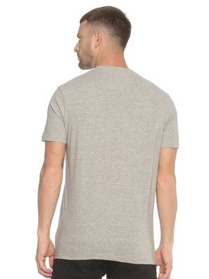 Grey Printed Cotton Knitted Stretch Men Tshirts 2