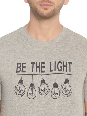 Grey Printed Cotton Knitted Stretch Men Tshirts 5