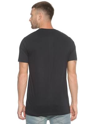 Black Printed Cotton Knitted Stretch Men Tshirts 2