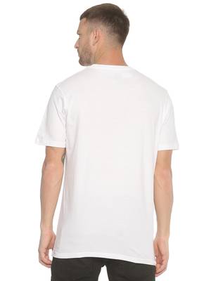 White Printed Cotton Knitted Stretch Men Tshirts 2