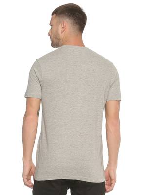 Grey Printed Cotton Knitted Stretch Men Tshirts 2