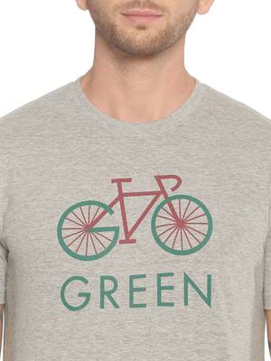 Grey Printed Cotton Knitted Stretch Men Tshirts 5