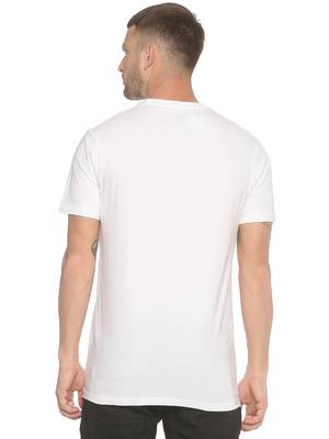 White Printed Cotton Knitted Stretch Men Tshirts 2