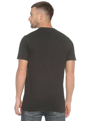 Dark Grey Printed Cotton Knitted Stretch Men Tshirts 2