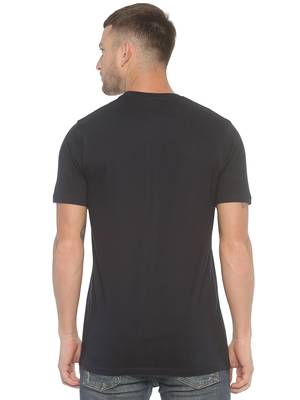 Black Printed Cotton Knitted Stretch Men Tshirts 2
