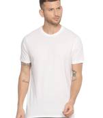 White Plain Cotton Knitted Stretch Men Tshirts