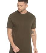 Green Plain Cotton Knitted Stretch Men Tshirts