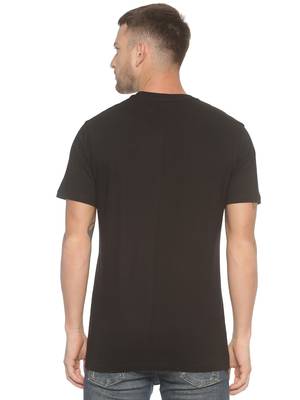 Black Plain Cotton Knitted Stretch Men Tshirts 2