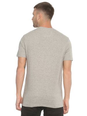 Grey Plain Cotton Knitted Stretch Men Tshirts 2