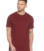Maroon Plain Cotton Knitted Stretch Men Tshirts
