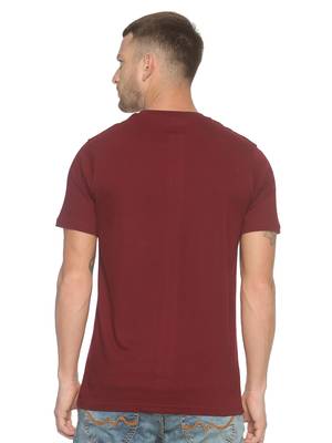 Maroon Plain Cotton Knitted Stretch Men Tshirts 2