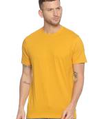 Yellow Plain Cotton Knitted Stretch Men Tshirts