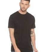 Black Plain Cotton Knitted Stretch Men Tshirts