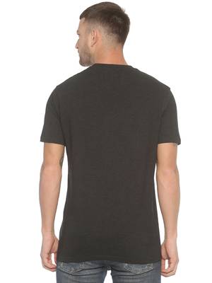 Black Plain Cotton Knitted Stretch Men Tshirts 2
