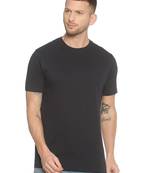 Blue Plain Cotton Knitted Stretch Men Tshirts